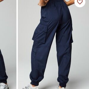NWT- fabletics - Blue High-Waisted Track Pants with Elastic Waistband